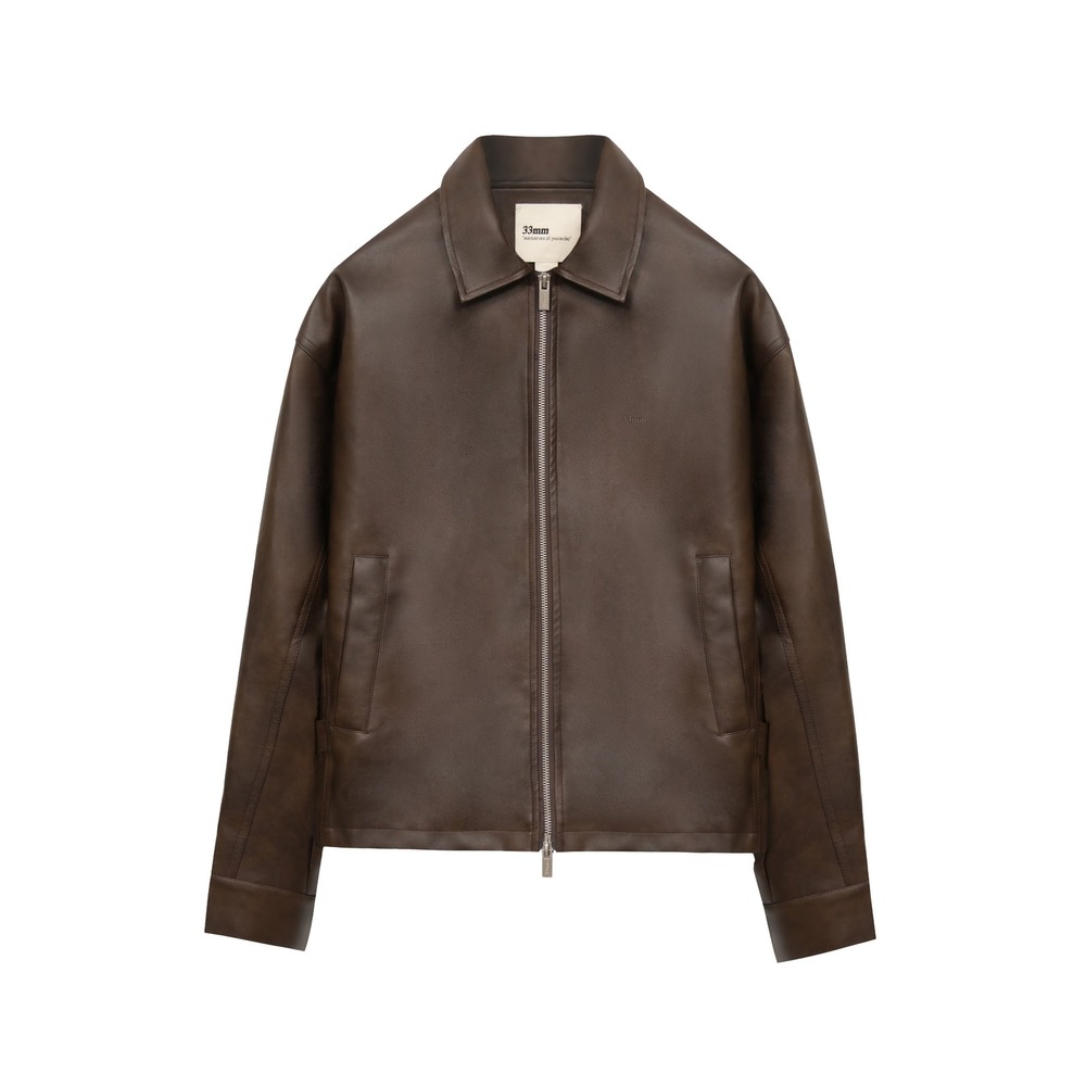 33mm Zayn Brown Faux Leather Zip Up Jacket Size Small New With Tags